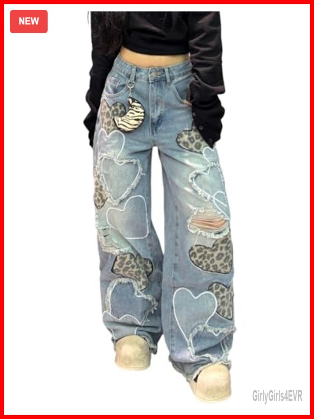 Wide Leg Women Jeans Relaxed Fit Baggy Pull On Streetwear